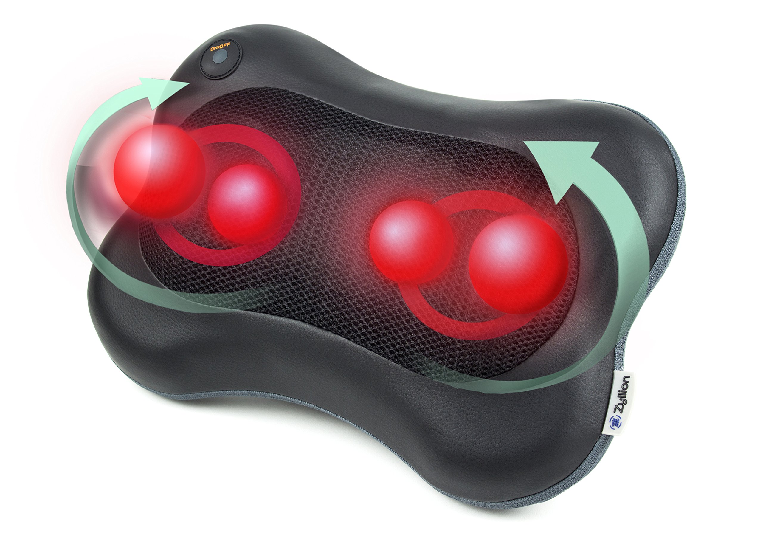 New Zyllion Pro Best Shiatsu Pillow Massager Heat Black Neck Home