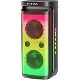 Outdoor Speakers 400W Peak Party Bluetooth Speaker Wireless Loud Deep Bass | IPX4 Waterproof RGB BT5.3, Mic Guitar Inputs Plus Bass/Treble/Echo Controls Portable Powerful for All Gatherings and Parties