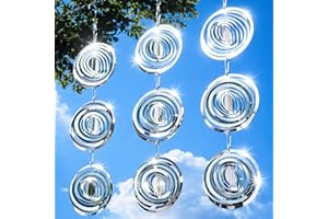 FACTEE Bird Deterrents for Outside, Reflective 3D Stainless Steel Wind Spinners, Garden Decor, Bird Scare Devices to Keep Woodpeckers, Pigeons Away from Your House, Patio, Orchards