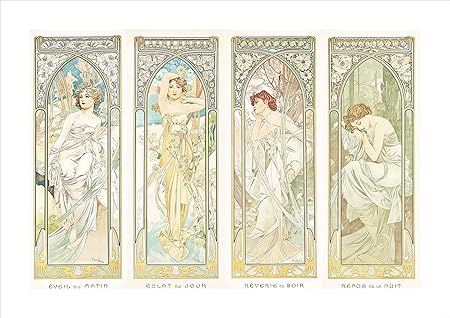 Amazon Co Jp インテリア 絵画ポスター ミュシャ 四つの時の流れ サイズ Generic