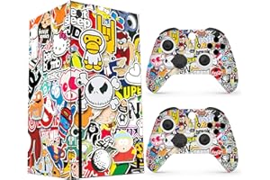 HK STUDIO Skin Sticker Compatible with XBX Series X Cover - Sticker Bomb, 2 Controller Skins & Console Skin - No Bubble, Full Protection, Removable