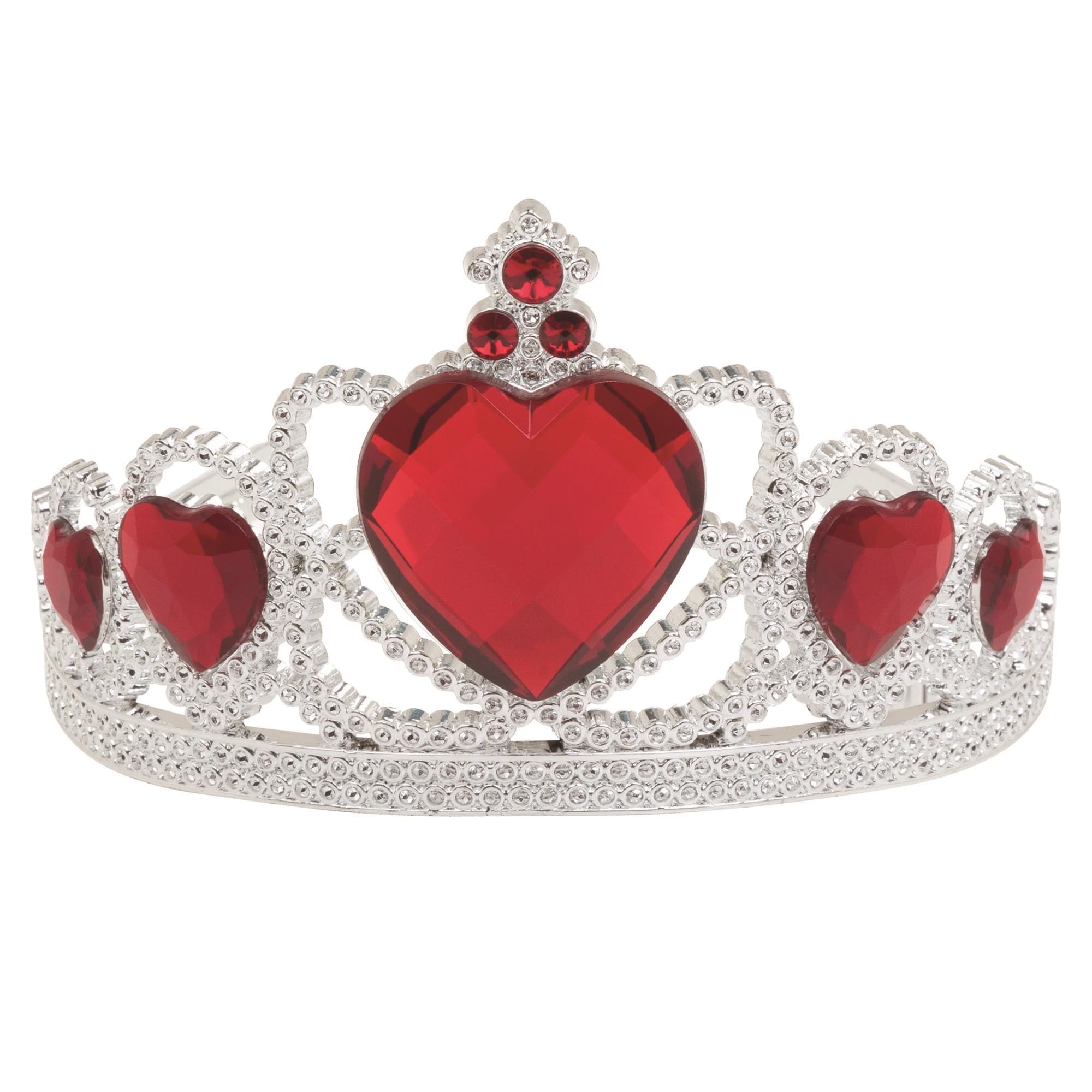 Bristol Novelty BA880C Plastic Tiara with Red Stone, Girls, Silver, One Size