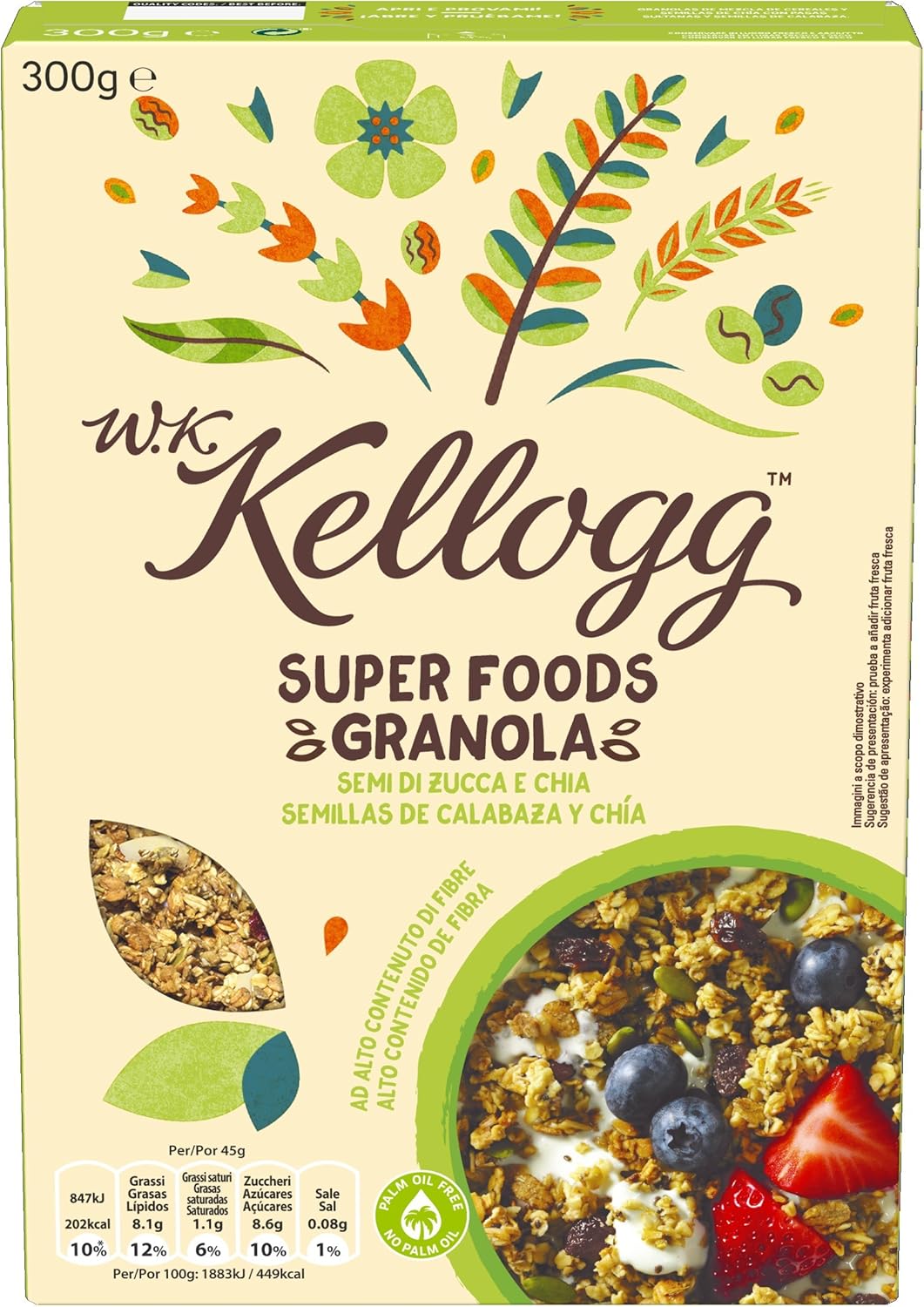 Kelloggs Cereales Super Foods Chía - 2 Paquetes de 300 gr - Total ...