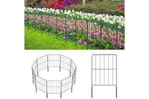 OUSHENG Decorative Garden Fence Fencing 35 Panels, 37ft (L) x 22in (H) Rustproof Metal Wire Border Animal Barrier with Plastic Stakes for Dog Yard Patio Outdoor, Square