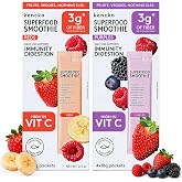 kencko Reds &amp; Purples Instant Smoothie Powder Mix, Packets of 8 | Healthy Freeze-Dried Fruit &amp; Veggie Superfood Powdered Drink Mix - Plant-based, Vegan, Dairy Free &amp; No Added Sugar
