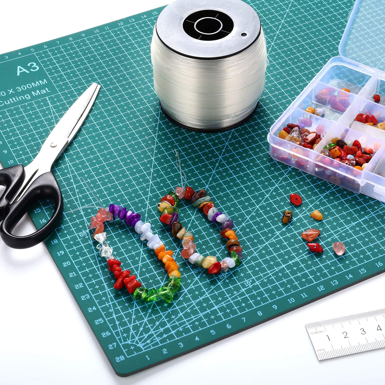 Sumind Strong Clear Picture Hanging Wire Invisible Picture Frame Fishing Wire up to 100 Lbs 656 Feet Monofilament Fishing Line with Aluminum Crimping Loop Sleeves(1 Roll,0.8 mm)