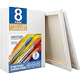FIXSMITH Stretched White Blank Canvas - 9x12 Inch, Bulk Pack of 8, Primed,100% Cotton, 5/8 Inch Profile of Super Value Pack f