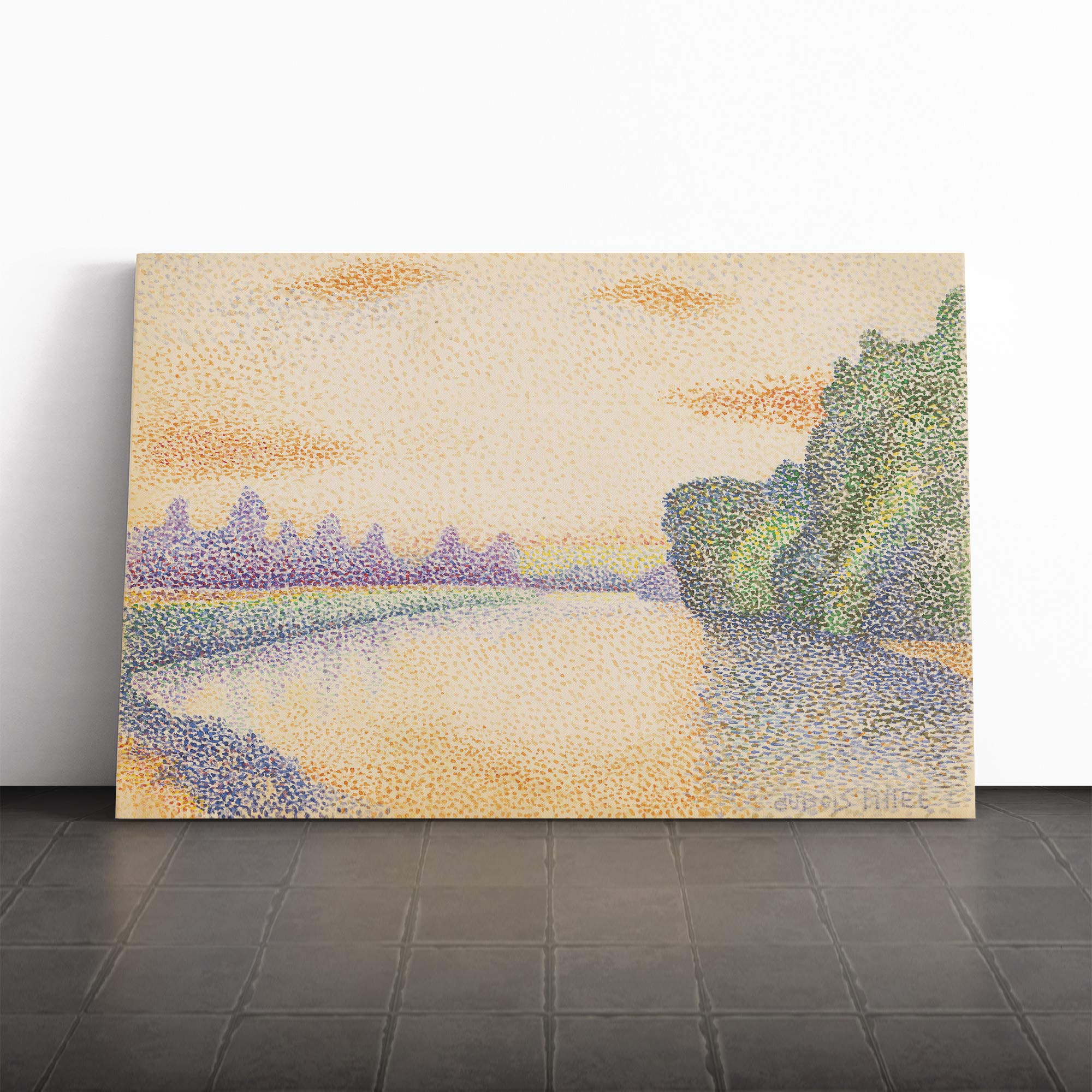 Albert Dubois-Pillet Marne at Dawn Canvas Print | Gallery Wrapped 30mm Frame Wall Art | 20x14 inches | Ready to Hang | Modern Picture | Living Room Bedroom Lounge Office