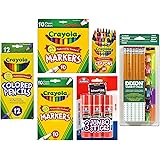 Crayola Bundle K-5 School Supplies: Crayola Markers, Pencils, Dixon Eraser Caps, Elmer's Glue Stick
