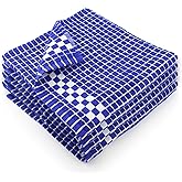 Fecido Classic Dark Kitchen Dish Towels with Hanging Loop - Heavy Duty Absorbent Dish Clothes - European Made 100% Cotton Tea Towels - Set of 4, Blue