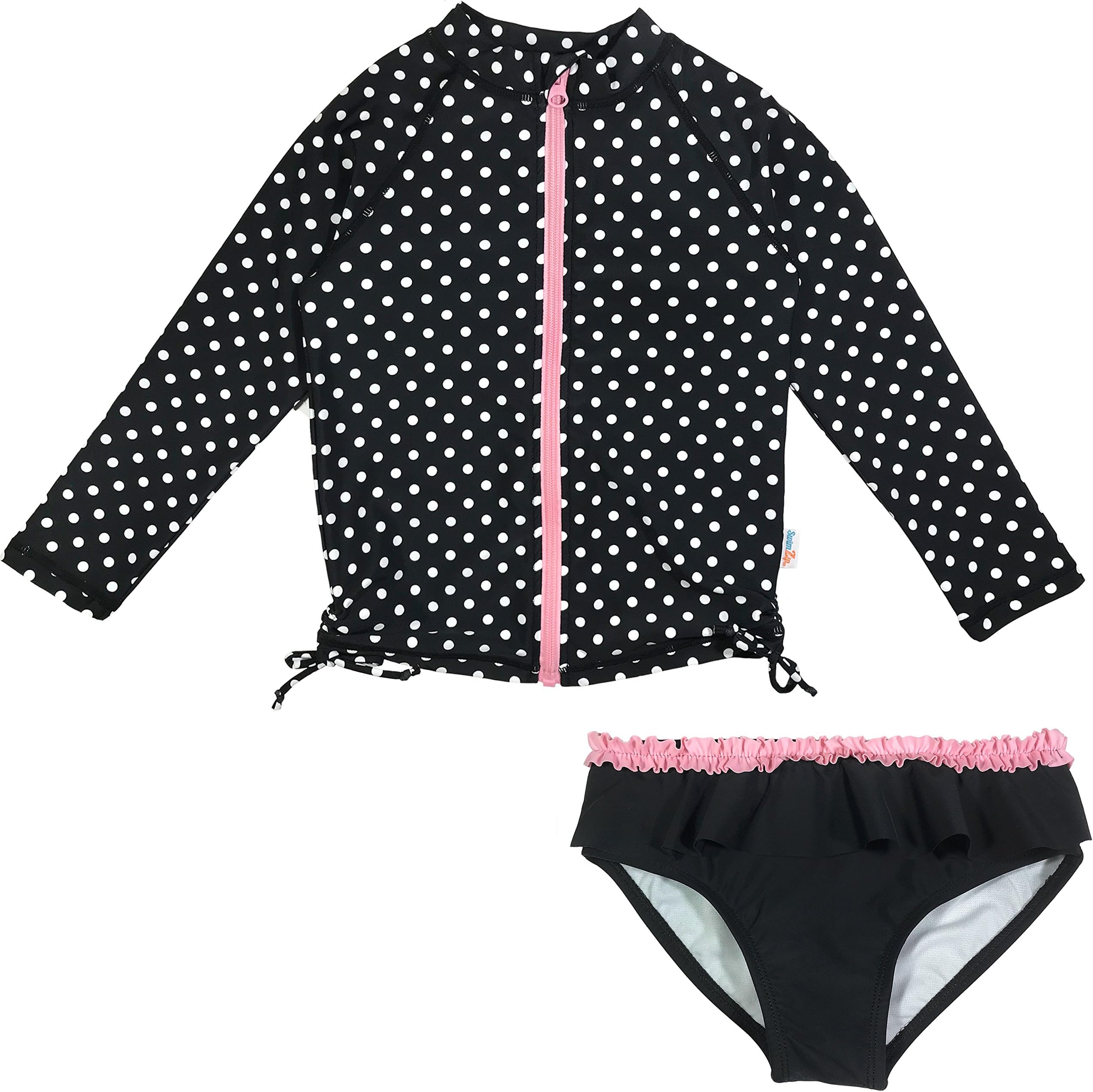 Girl's 2 Piece Long Sleeve Rash Guard Swimsuit UPF 50+ (Multiple Colors)