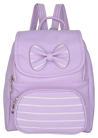 Shopigator Womens Faux Leather 3 L Purple Bow Backpack