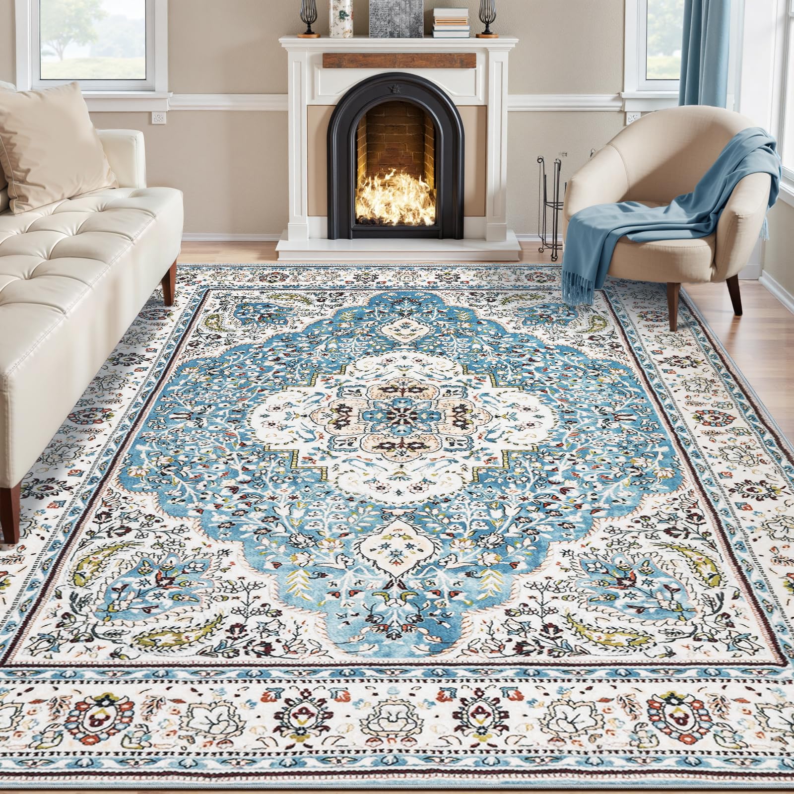 Ciicool Vintage 8x10ft Area Rug Oriental Print Rugs for Bedroom, Living Room, Under Table, Office, Entryway,Dining Room Image Ciicool Vintage 8x10ft Area Rug Oriental Print Rugs for Bedroom, Living Room, Under Table, Office, Entryway,Dining Room Image