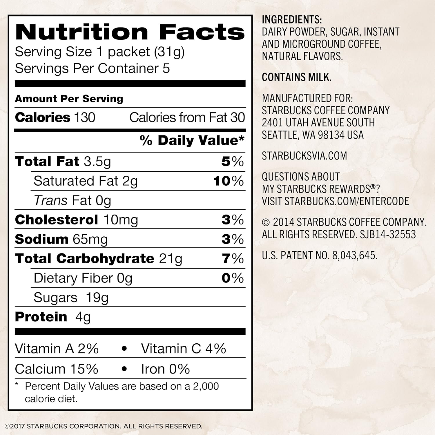 Soy Milk Nutrition Facts Starbucks Besto Blog Hot Sex Picture