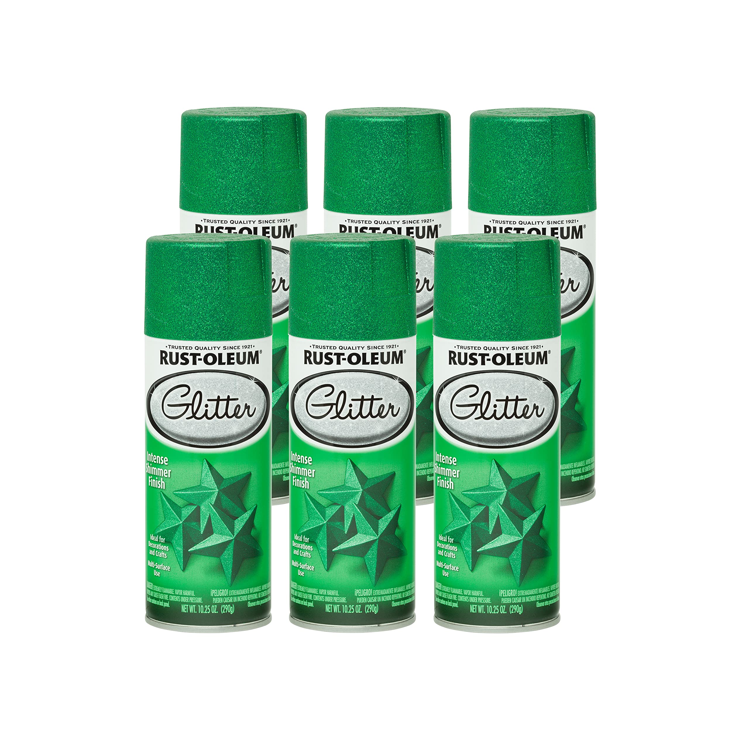 Rust-Oleum 277781-6PK Specialty Glitter Spray Paint, 10.25 Oz, Kelly Green, 6 Pack