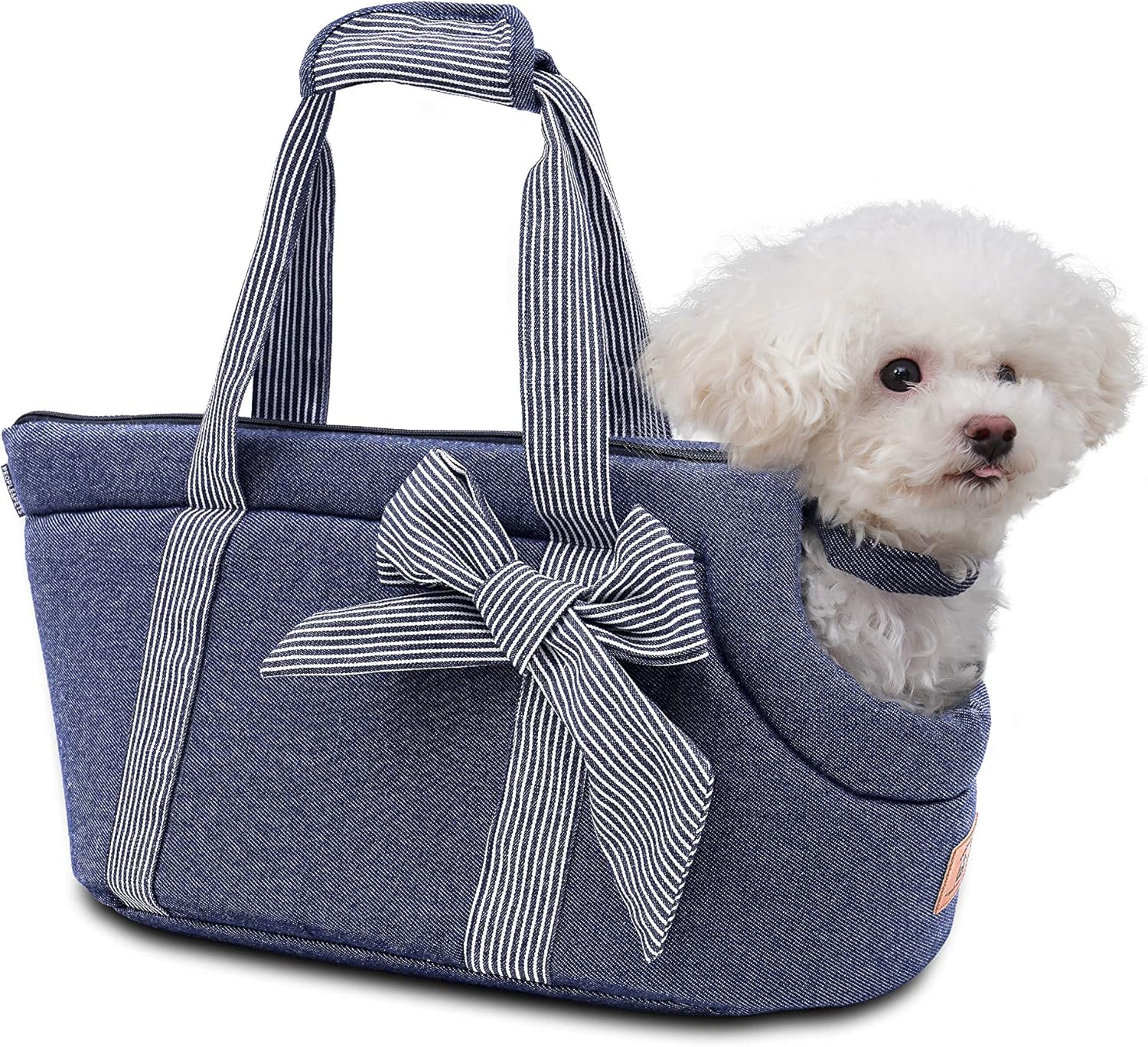Amazon PEOPLE&PETS ペットキャリーバッグ 小型犬 猫 トート型 肩掛け お出かけ 男女を問わず デニム 丈夫 蝶結び