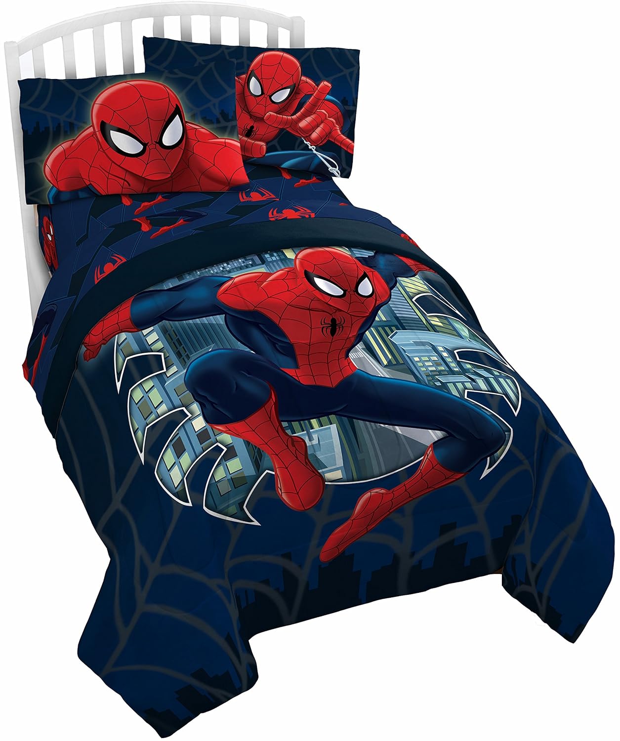 Well Wreapped Marvel Spiderman Saving The Day Blue Twin Full