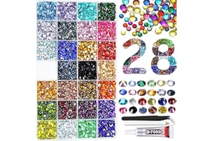 ALOCIAM 22000pcs Resin Rhinestones for Crafting, Silverback Bulk Mixed 3mm 4mm Flatback Round Beads, Non-Hotfix SS10 SS16 Gems Bedazzler, Jewels Bedazzling Kit with B7000 for DIY Art Crafts Decoration