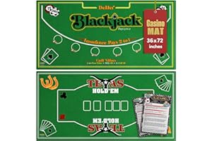 Gamie Double Sided Felt Casino Mat, 36" x 72" for Blackjack & Texas Hold'em, 2-in-1 Poker Tabletop With Instructions Booklet 