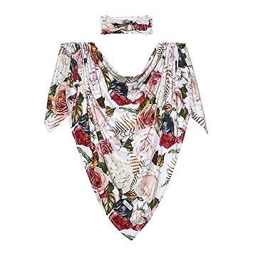 posh peanut aqua floral swaddle