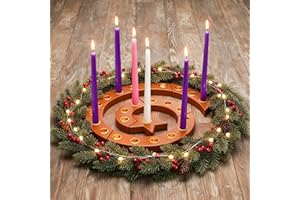 Hushee 1 Set Christmas Advent Wreath Candle Holder up to 25 Candles Wooden Spiral Waldorf Advent Calendar Season Celebration Candlestick for Christmas Holiday Table Centerpiece Decoration