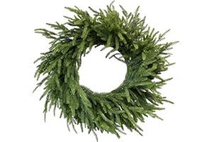 MISSPIN 21 Inch Winter Norfolk Pine Wreath for Front Door, Artificial Christmas Wreath, Green for Window Walls Indoor Outdoor Home Decoration