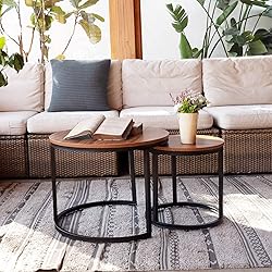aboxoo Coffee Table Nesting Side Round Set of 2 End