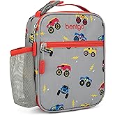 Bentgo Kids Insulated Lunch Tote - Water-Resistant, Reusable, Lightweight & Durable Lunch Bag with Water Bottle Holder & Exterior Pocket, Fits Lunch Box & Water Bottle - Ideal for Ages 3+ (Trucks)