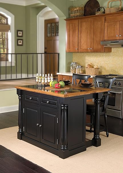 Amazon Com Monarch Black Kitchen Island With Granite Top 2
