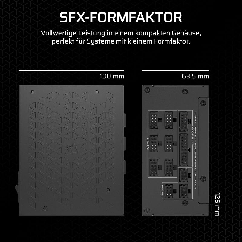 SF1000 (2024) Vollständig Modulares Geräuscharmes 80 Plus Platinum ATX-Netzteil – ATX 3.1-Kompatibel – PCIe 5.1-Fähig – SFX-to-ATX-Halterung im Lieferumfang Enthalten – Schwarz