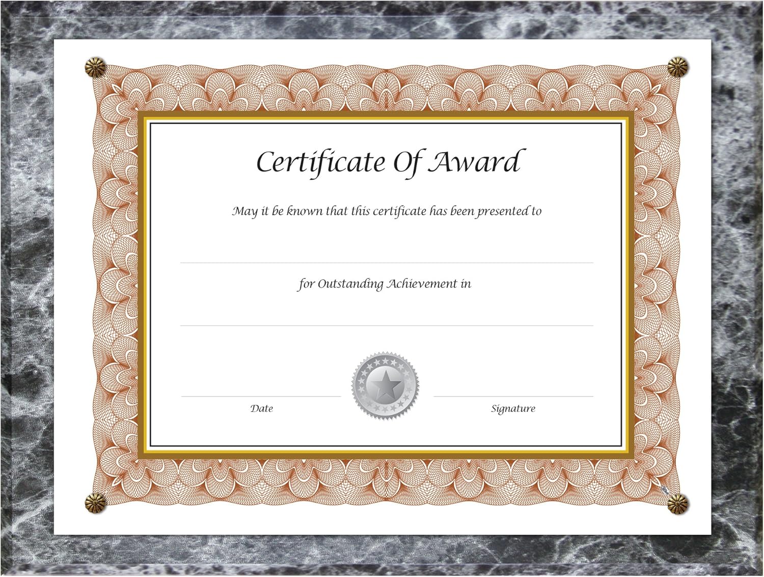 Award Plaque 13" x 10.5" Walnut : Document Frames : Office Products