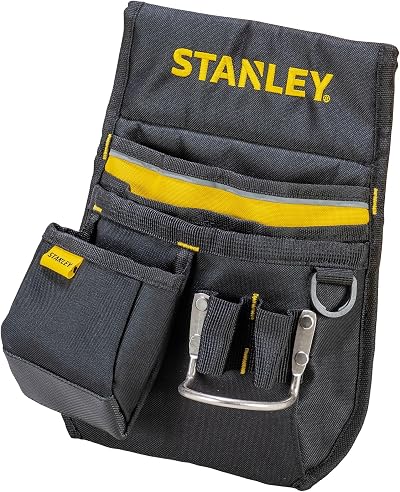 STANLEY Leather Tool Belt Pouch Double Pocket Storage Organiser with Hammer