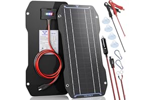 Voltset 10W 12V Solar Panel Kit Portable Solar Battery Charger Maintainer Waterproof Trickle Charger for Car Battery Boat Motorcycle RV