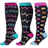 Wide Calf Compression Socks for Women & Men Extra Large Size Support Socks for Nurses Running Pregnant Travel, 15-20 mmHg