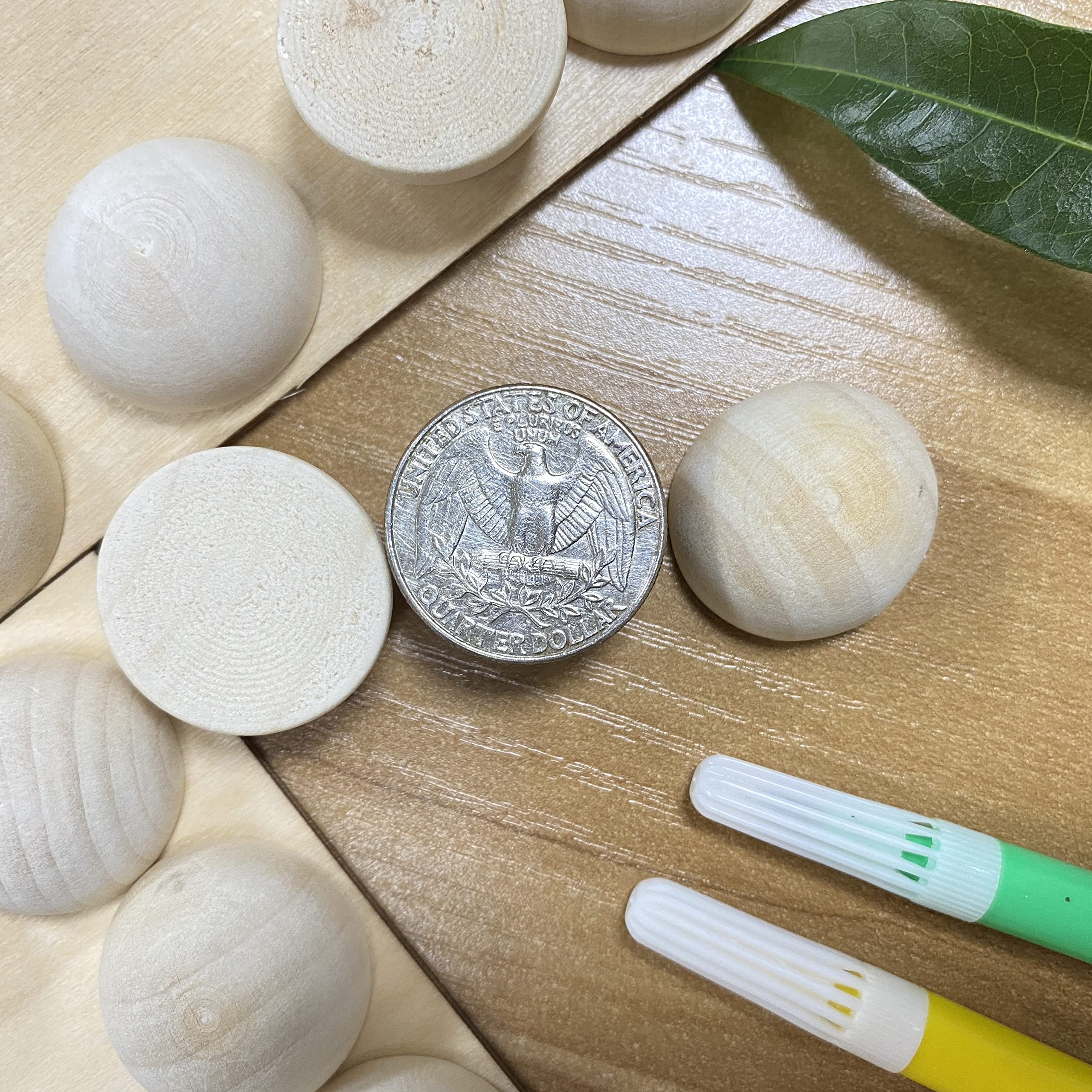 200 Pieces 1 Inch Wooden Split Balls Half Round Wood Beads Unfinished Wooden Half Sphere for DIY Crafts
