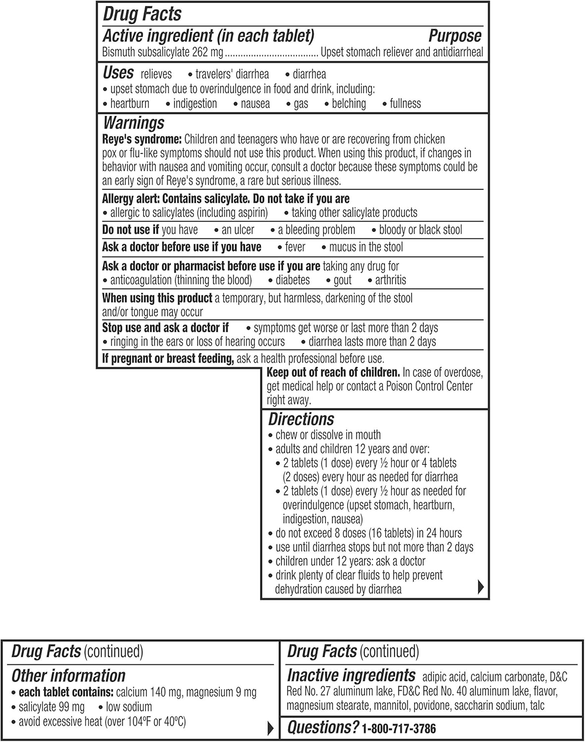 Pepto Bismol Digestive Medicine, Upset Stomach and Diarrhea Relief, Cherry, 30 Chewable Tablets: Health & Personal Care