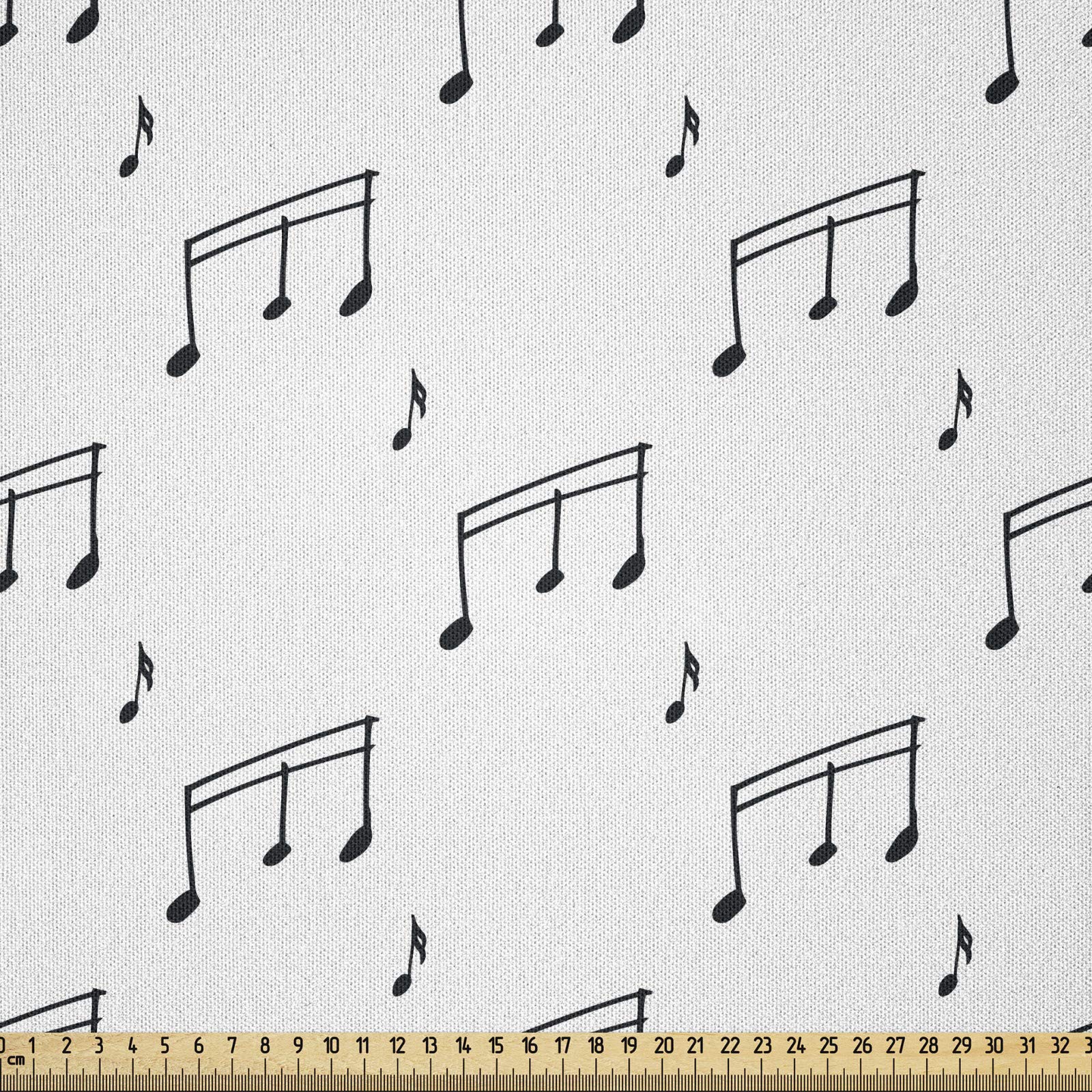 ABAKUHAUS Music Fabric by the Yard, Musical Notes Theme Melody Sonata Singing Song Clef Tunes Hand Drawn Style Pattern, Microfiber Fabric for Arts and Crafts Textiles Decor, 1M, Charcoal Grey