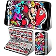Xinocy for Nintendo Switch Game Case with 24 Game Holder Slots and 24 SD Micro Card Slots for Nintendo Switch/Lite/OLED,Cute Cartoon Games Cartridge Cases for Boys Kids Girls Kawaii Storage Box, Black