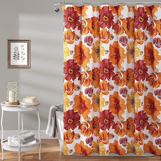 Amazon Com Lush Decor Red Orange Leah Shower Curtain Bathroom