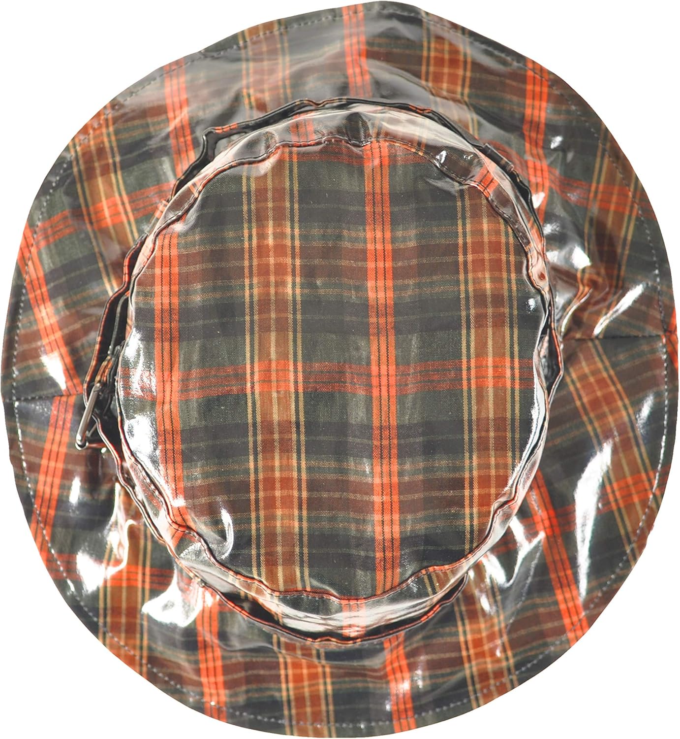 TOUTACOO, Waterproof Wax Style Checkered Bucket Rain Hat (Brown/Orange) at  Women’s Clothing store