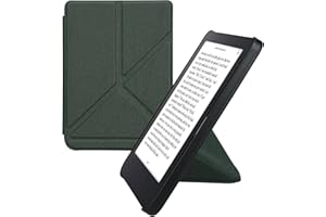 kwmobile Origami Case Compatible with Kobo Clara 2E / Tolino Shine 4 Case - Slim PU Leather Cover with Stand - Dark Green