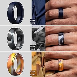 ThunderFit Men's Step Edge Silicone Rings, 10mm