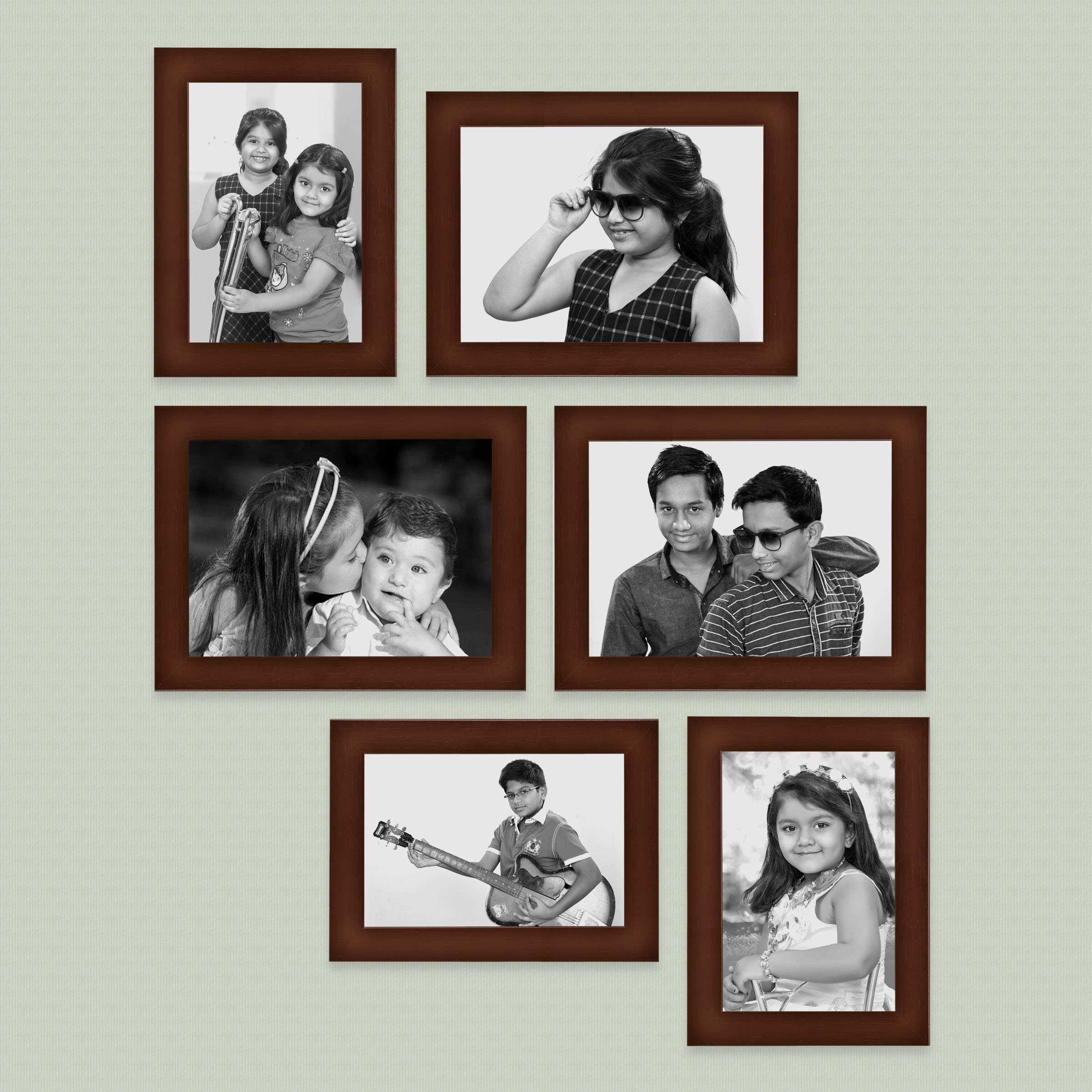 AJANTA ROYAL Collage Photo Frames (Set of 6, Wall Hanging) : A-93 (Brown)