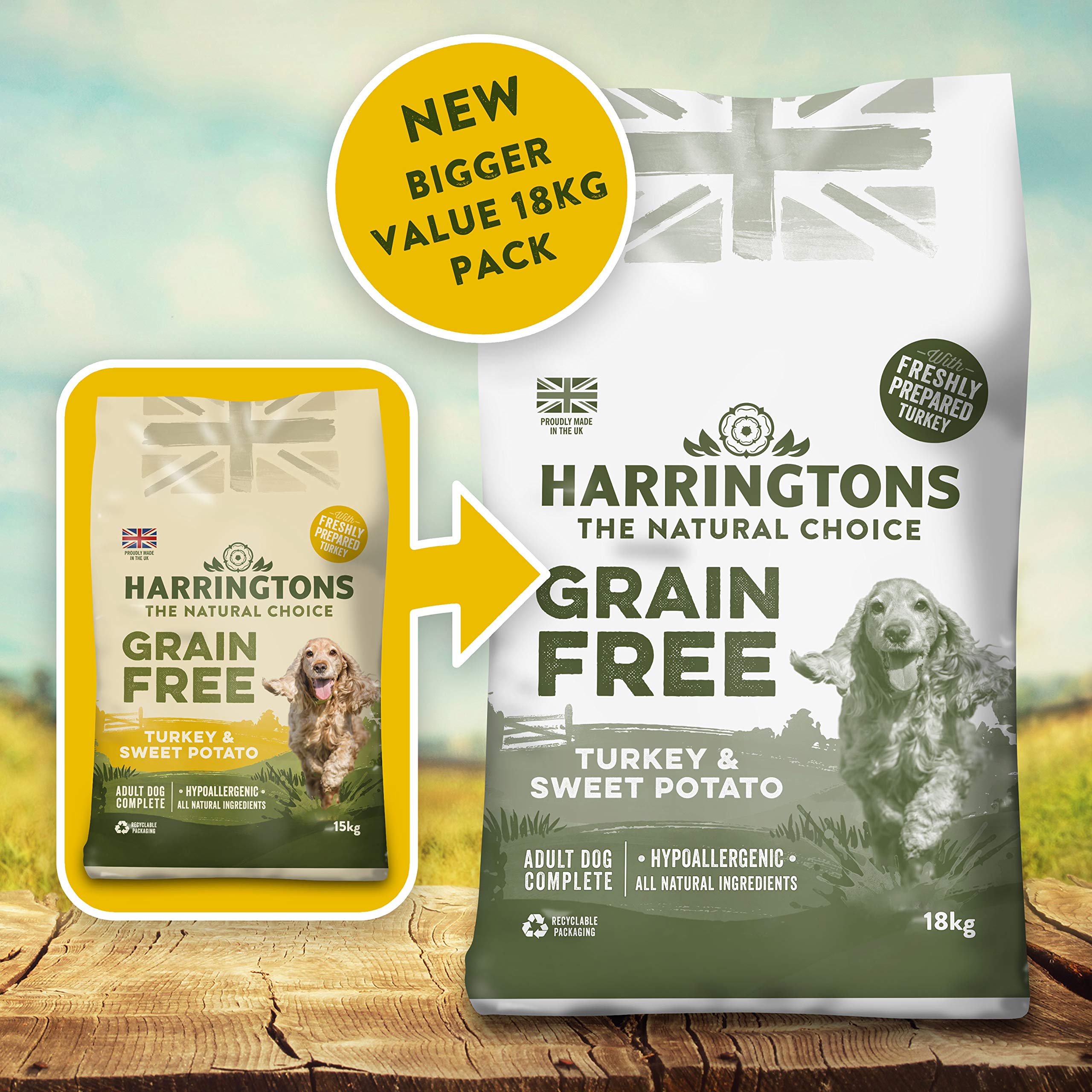 Harringtons Complete Grain Free Hypoallergenic Turkey & Sweet Potato Dry Dog Food 18kg - Made with All Natural Ingredients