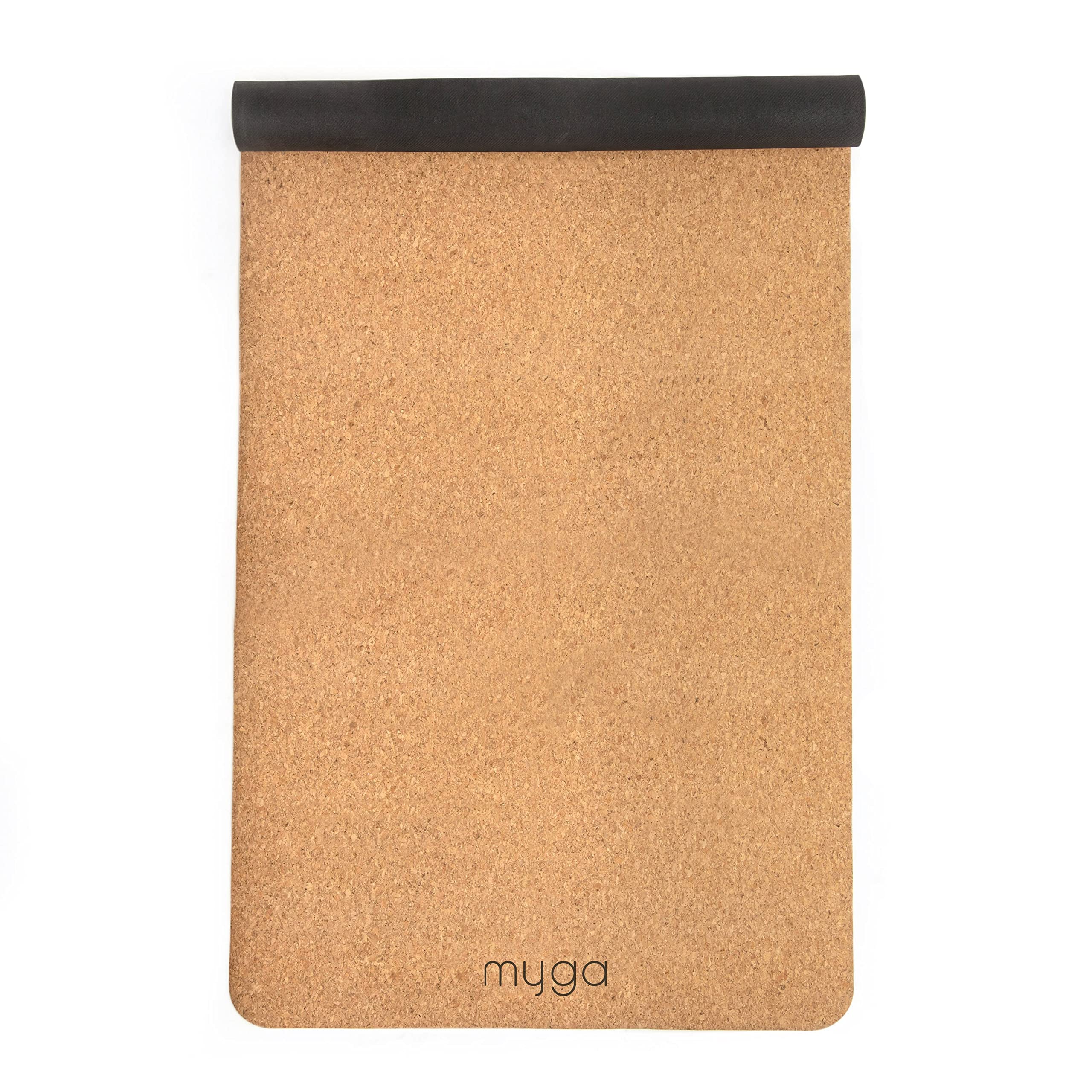 Myga Cork Yoga Mat - Extra Large Exercise Mat with Great Grip for Yoga, Pilates, Stretching and Fitness - Eco-Friendly Natural Cork, ideal for Home & Gym - 205 x 70cm, 6mm Thickness - Plain