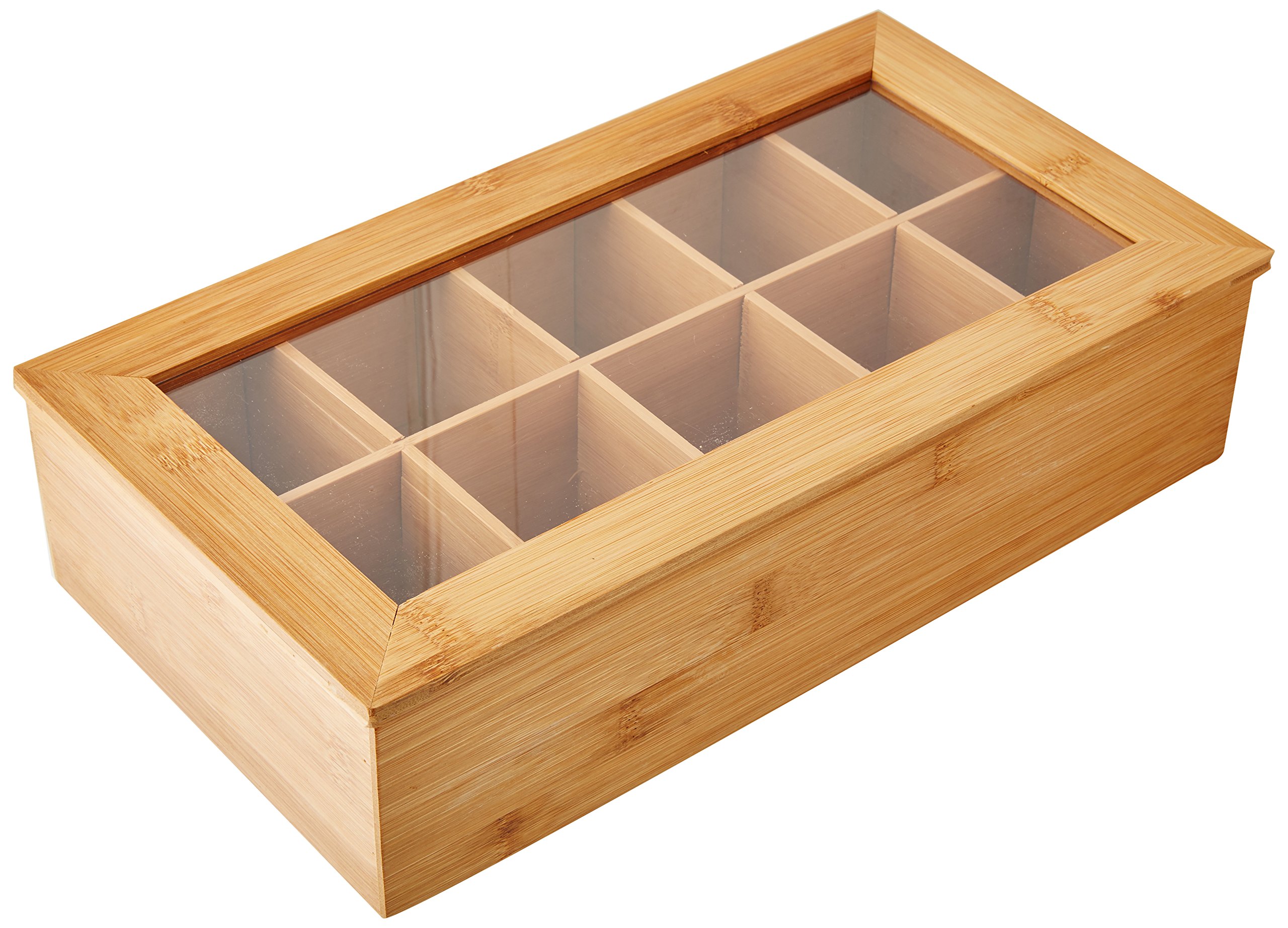 Kesper Tea Box with 10 Compartments, Bamboo, Brown