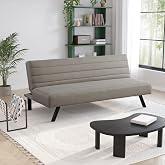 Serta&reg; Damien 66.1" Convertible Futon Sofa, Dreamcoil&reg; Comfort, FingerGuard&reg; Pinch Point Protection, Woven Polyester Fabric, Taupe