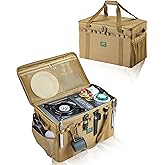 UPWOIGH Tactical Camping Storage Bag 40L – Heavy Duty Duffel with Waterproof Bottom, Collapsible Organizer with 2 Adjustable Dividers, 600D Oxford Fabric, Brown Overlanding Gear