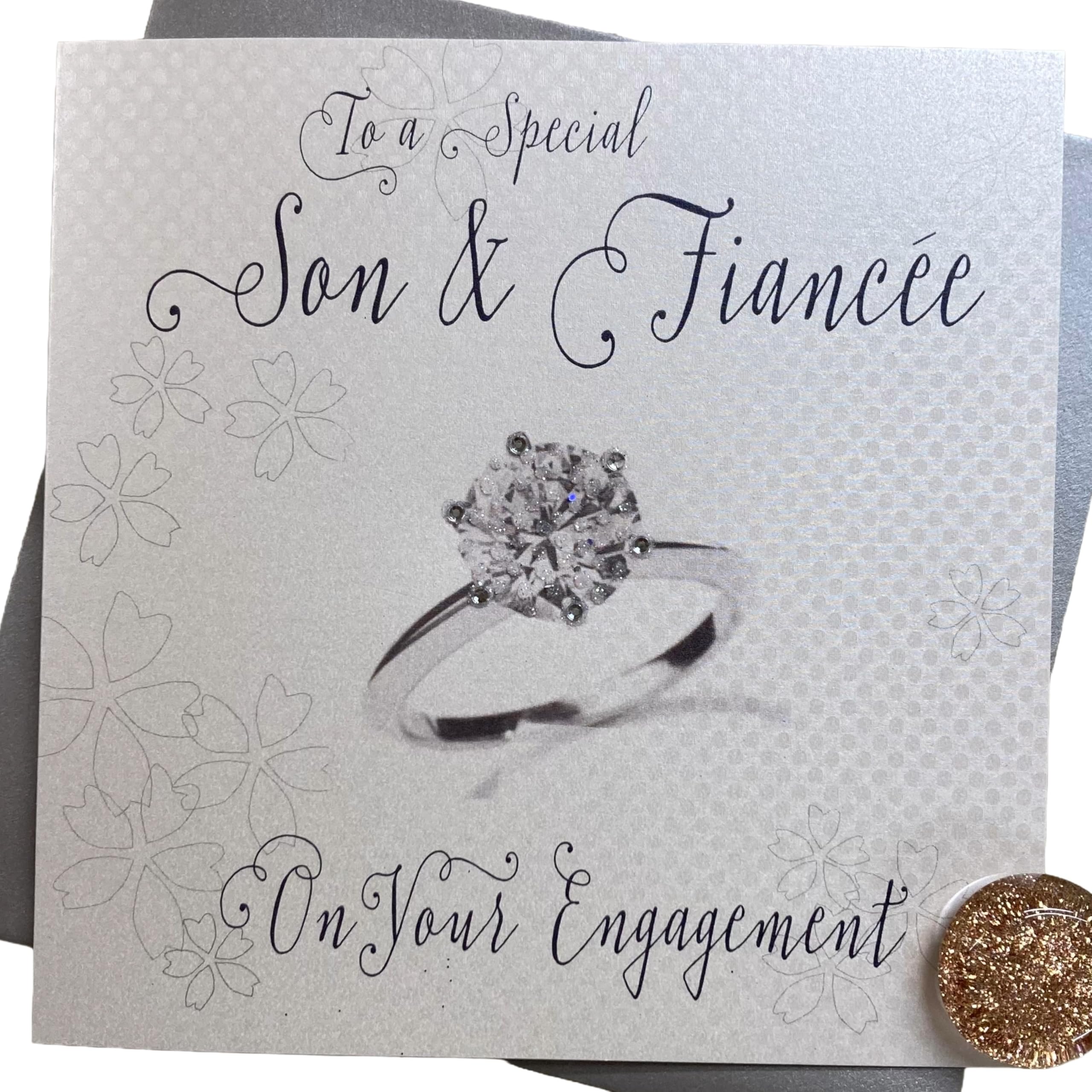 White Cotton Cards WB221 To A Special Son and Fiancée Congratulations On Your Engagement Handmade Engagement Card NEW