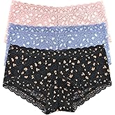 hanky panky - Daily Lace Boyshorts | Women's Underwear, Soft Stretch Fit Panties, Cotton Blend | Sizes (XS-XL), 3 pack